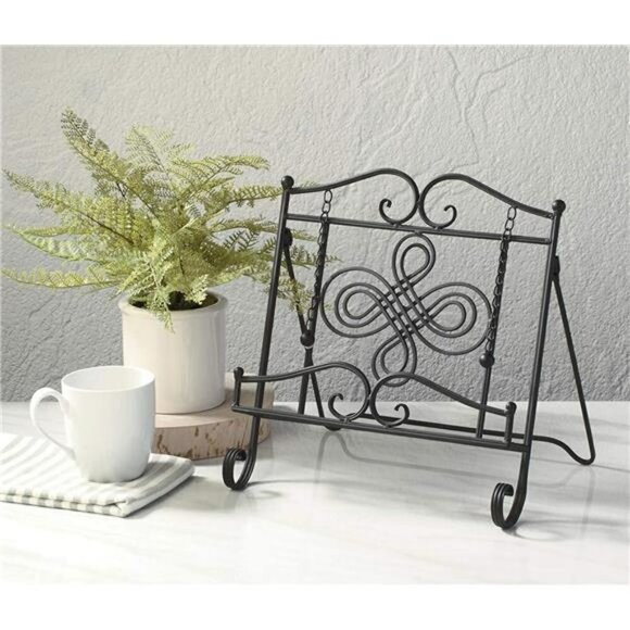 Swirl Black Metal Cookbook iPads, Holders, Portable, Adjustable, Free Standing - Picture 10 of 10